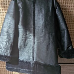 Black Faux Fur Trim Coat